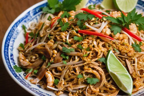 Describe the mouthwatering aroma of a bowl of authentic Pad Thai noodles.,pad thai,pad thai prawn,thai northern noodle,thai noodles,thai noodle,khao soi,mee siam,drunken noodles,chowmein,moo shu pork,