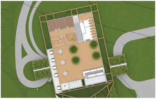 This document outlines the first floor plan of an ecolodge, featuring:

Main areas: Reception, large restaurant, lounge, and waiting area
Leisure facilities: Swimming pool, spa, sauna, and outdoor spa