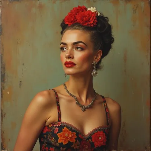 evgenia,flamenca,beautiful girl with flowers,romantic portrait,girl in flowers,olesya,Art,Artistic Painting,Artistic Painting 41