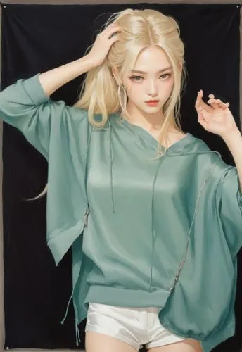 a beautiful lady, with long blonde hair, oversized pull over, silk shorts,derivable,dahlia white-green,algan,hyoon,heyne,hyoty,soju,hyo,loboda,bnt,joo,ailee,ilhwa,uffie,minjung,bjd,marylyn monroe - fe