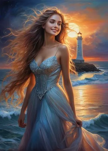 celtic woman,amphitrite,the sea maid,fantasy picture,atlantica,mermaid background,fantasy art,romantic portrait,fathom,ariadne,the wind from the sea,sirene,lighthouse,phare,celtic queen,margaery,sea fantasy,girl on the boat,lighthouses,arethusa,Conceptual Art,Daily,Daily 32