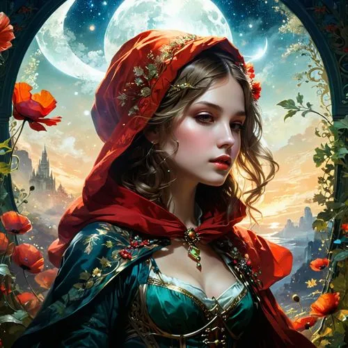 red riding hood,fantasy portrait,fantasy picture,fantasy art,fairie,faerie,Conceptual Art,Fantasy,Fantasy 05