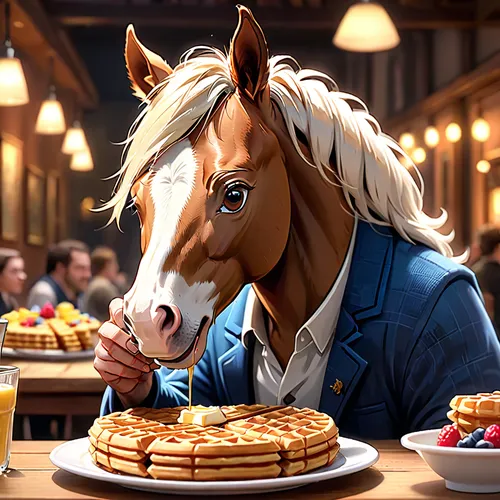 liege waffle,weehl horse,horse,waffles,waffle,play horse,horse supplies,a horse,brown horse,dream horse,plate of pancakes,neigh,american pancakes,equine,two-horses,horses,horse meat,big horse,spring pancake,carnival horse,Anime,Anime,Cartoon