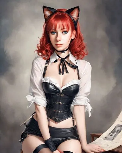 orin,cat ears,redhead doll,kittani,theorin,kat,Digital Art,Watercolor