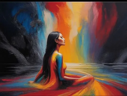 danxia,meditator,meditation,meditative,vishishtadvaita,meditate,pranayama,chakra,dmt,aura,oil painting on canvas,meditational,chakras,yogananda,zen,padmasana,root chakra,meditated,meditations,mantra om,Illustration,Realistic Fantasy,Realistic Fantasy 36