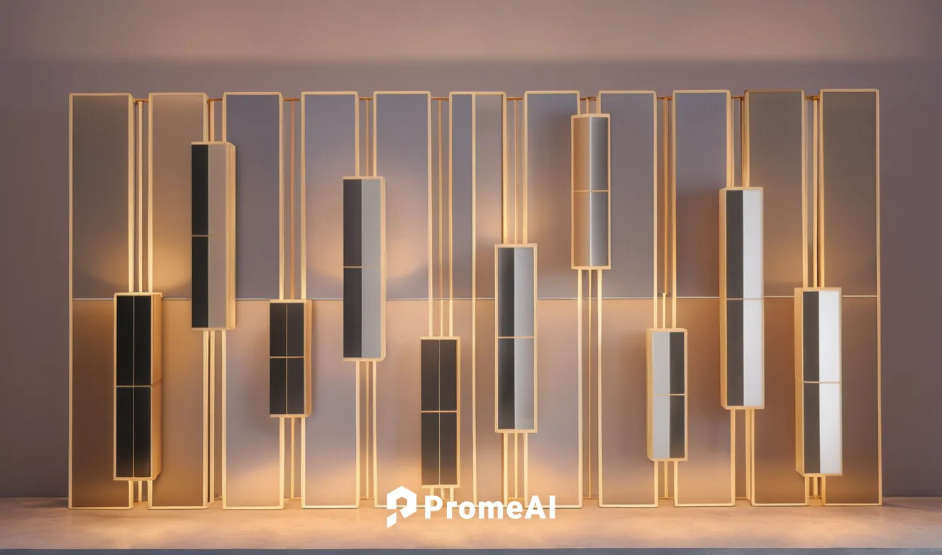 make lamp,room divider,ornamental dividers,slat window,wall light,bamboo curtain,wall lamp,organ pipes,wooden mockup,wooden shelf,gold foil corner,gold wall,wooden cubes,bookcase,display window,fire s