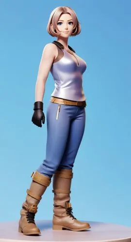 referencia personaje,a figure of a woman with brown hair and gloves on,brigette,3d figure,3d model,chunli,pearlstine,shanna,bobinska,game figure,chun,strongwoman,lois,muscle woman,tammy,pam,action fig