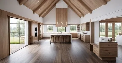 wooden beams,wood floor,timber house,wooden floor,wood casework,modern kitchen interior,Photography,General,Realistic