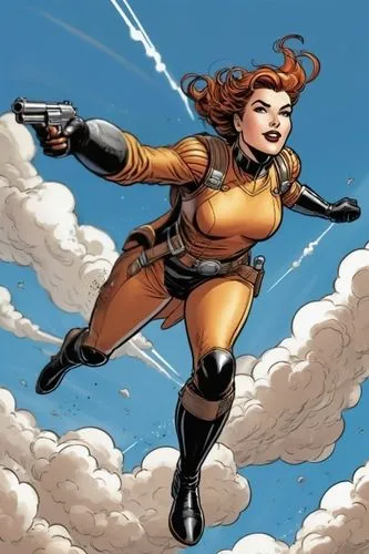 guns,a cartoon with the likeness star trek on it,siryn,rahne,superwasp,bulletgirl,giganta,rocketeer