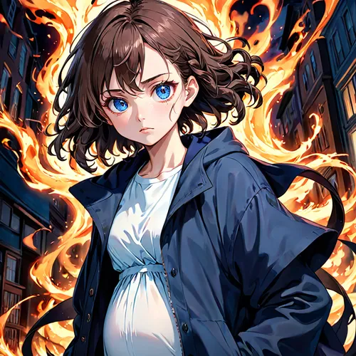 fire background,fire devil,fire angel,fire siren,cg artwork,inferno,burning hair,honolulu,mikuru asahina,candela,piko,fire lily,darjeeling,portrait background,fire poi,fire eyes,light cruiser,negev,explosions,fire master,Anime,Anime,General