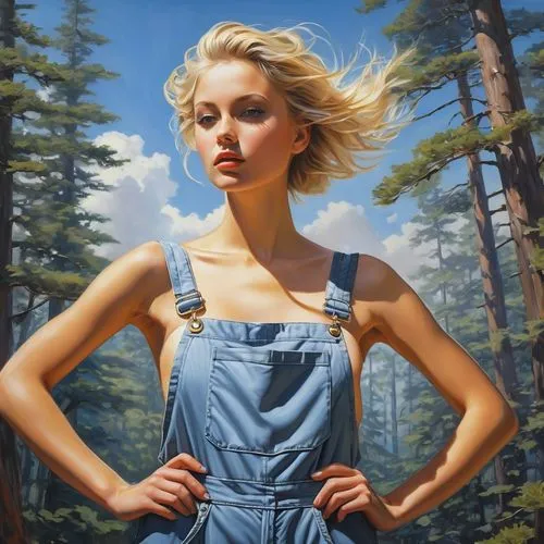 girl in overalls,donsky,heatherley,girl with tree,photorealist,khnopff,welliver,jasinski,oil painting,hyperrealism,overalls,countrywoman,pushkina,farmer in the woods,chudinov,dungarees,denim jumpsuit,oil painting on canvas,nestruev,countrygirl,Conceptual Art,Fantasy,Fantasy 04