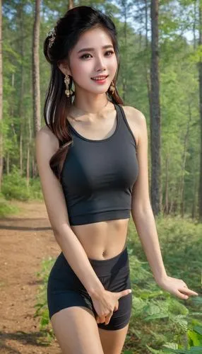 fitness model,korean,athletic body,asian woman,asian girl,bia hơi,phuquy,su yan,miyeok guk,pi mai,sports girl,siu mei,see-through clothing,chio,asian,songpyeon,sports bra,female runner,kai yang,tai qi,Female,East Asians,Teenager,M,Infatuation,Yoga Attire,Outdoor,Forest