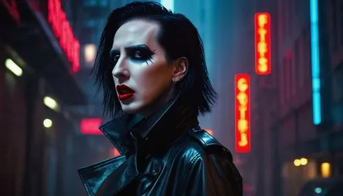 cyberpunk,vampire woman,goth woman,neon lights,neon makeup,femme fatale,vampire lady,underworld,goth subculture,streampunk,vampire,neon light,harley,dita,gothic woman,evil woman,transistor,renegade,birds of prey-night,catwoman,Conceptual Art,Sci-Fi,Sci-Fi 26