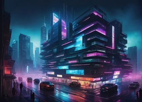 cybercity,cybertown,cyberpunk,cyberport,cyberia,microdistrict,metropolis,hypermodern,futuristic landscape,cyberscene,cyberworld,neuromancer,synth,bladerunner,futuristic,kinkade,fantasy city,skyscraper,cityscape,city corner,Conceptual Art,Fantasy,Fantasy 12