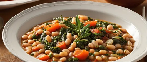 Rosemary, thyme, parsley, onion and garlic all come together in this warming and deeply satisfying savory navy bean stew.,pasta and beans,pasta e fagioli,ribollita,fregula,arborio rice,soup beans,cass