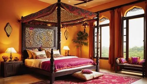 ornate room,moroccan pattern,orchha,haveli,interior decoration,riad,interior decor,ethnic design,bedchamber,neemrana,sleeping room,great room,jaipur,bohemian art,anantara,guest room,arabic background,amanresorts,marrakesh,benares,Illustration,Japanese style,Japanese Style 09