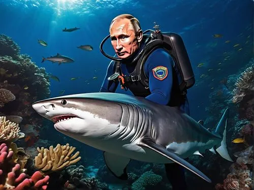 putin,marine animal,vladimir,russkiy toy,requiem shark,волга,russia,amphiprion,scuba,divemaster,napoleon fish,sea animal,marine biology,tiger shark,south russian ovcharka,shark,diveevo,sea devil,sharks,remora,Conceptual Art,Fantasy,Fantasy 04