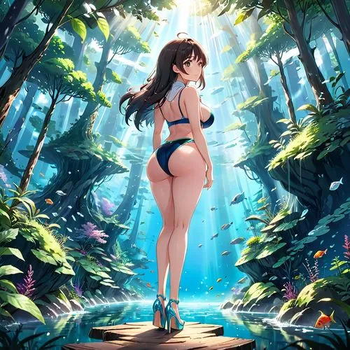 summer background,mai,atago,forest background,kitakami,hoshihananomia,akeno,niijima,mio,mermaid background,yomiko,beach background,swimsuits,sanya,takao,water nymph,nowa,idolmaster,underwater background,summer swimsuit,Anime,Anime,Realistic