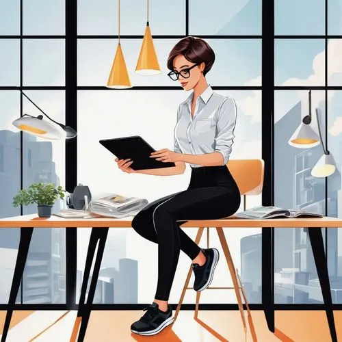 working space,blur office background,office worker,women in technology,background vector,work at home,work from home,girl studying,telecommuter,vector illustration,workspaces,modern office,secretarial,girl at the computer,illustrator,fashion vector,woman sitting,telecommute,remote work,office line art,Unique,Design,Sticker