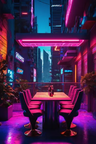 retro diner,neon coffee,cyberpunk,diner,neon drinks,ufo interior,neon cocktails,80's design,neon tea,neon,futuristic,neon arrows,neon lights,3d render,neon light,aesthetic,80s,vapor,nightclub,miami,Conceptual Art,Sci-Fi,Sci-Fi 26