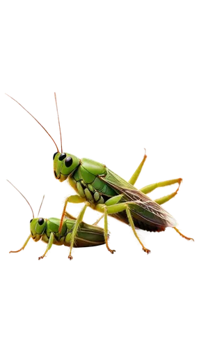 Cricket, night scene, dark background, warm ambient light, soft focus, multiple crickets, different sizes, detailed wings, antennae, shiny eyes, greenish-brown body, gentle movement, realistic texture