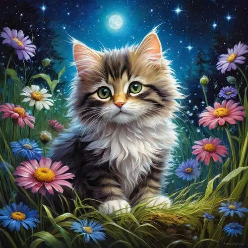 siberian cat,blossom kitten,maincoon,flower cat,norwegian forest cat,cute cat,cat image,cat vector,cat portrait,cat on a blue background,cartoon cat,oil painting on canvas,cat,domestic long-haired cat,calico cat,blue eyes cat,cat lovers,tabby cat,kitten,breed cat,Conceptual Art,Fantasy,Fantasy 28