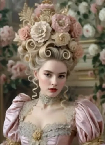 華麗宮廷風造型,a woman in a pink dress with roses,rococo,merteuil,cenerentola,the carnival of venice,veruca,rosenkavalier,Photography,Fashion Photography,Fashion Photography 03