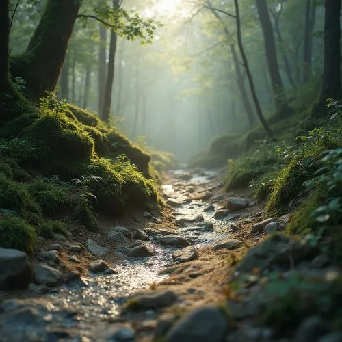 mountain stream,germany forest,forestland,streams,streamside,forest path,nature wallpaper,forest landscape,forest floor,moss landscape,clear stream,bavarian forest,flowing creek,green forest,aaaa,fairytale forest,forest glade,verdant,headwaters,the mystical path,Photography,General,Realistic