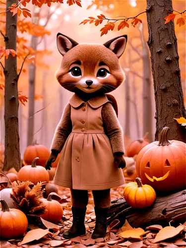 october,kirdyapkin,autumn background,autumn theme,little fox,autumn walk,halloween background,fall animals,oct,halloween wallpaper,foxtrax,garrison,in the fall,autumn songs,autumn mood,foxxy,halloween scene,autumn day,pumpkin autumn,cute fox,Illustration,Realistic Fantasy,Realistic Fantasy 21