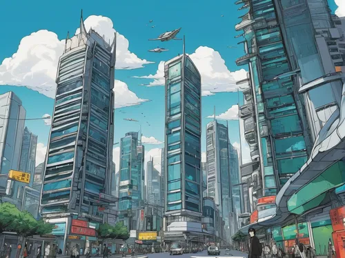 shinjuku,tokyo city,skyscraper town,futuristic landscape,tokyo,cityscape,skyscrapers,sky city,skycraper,kowloon,business district,busan,metropolis,hong kong,sky apartment,skyscraper,incheon,shibuya,harbour city,city corner,Conceptual Art,Oil color,Oil Color 17