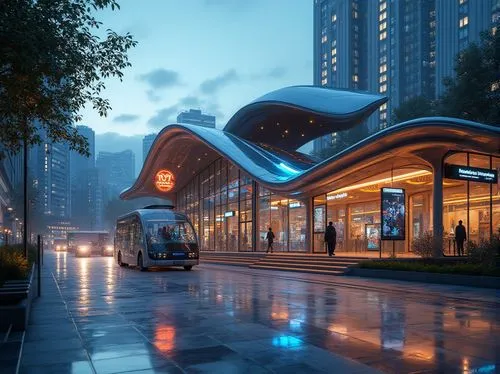 futuristic architecture,futuristic art museum,sky train,subway station,monorail,futuristic landscape,shenzhen,bus shelters,tram car,etfe,skytrains,shenzen,safdie,chongqing,light rail train,oscorp,skyways,chengdu,zeil,street car,Photography,General,Realistic