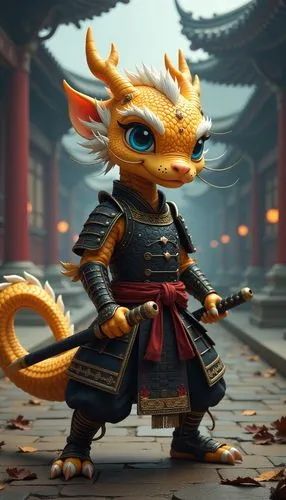 golden dragon,jinwei,samurai,mushu,saikrajang,daimyos,Illustration,Realistic Fantasy,Realistic Fantasy 34