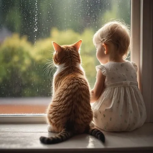 little boy and girl,rainy day,rain cats and dogs,rain on window,tenderness,cat lovers,little girl and mother,girl and boy outdoor,vintage boy and girl,in the rain,raining,innocence,beautiful moment,companionship,boy and girl,rain shower,rainy,after rain,after the rain,baby and teddy,Photography,General,Cinematic