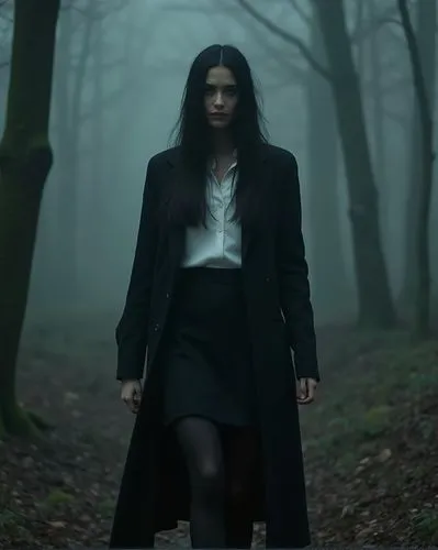 black coat,vampire woman,trenchcoat,hatun,wuthering,covens,Photography,Artistic Photography,Artistic Photography 03