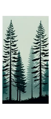 Pine trees, silhouette, misty morning, dark green foliage, tall slender trunks, branching upwards, mountainous background, soft gradient lighting, 3/4 composition, low-key tone, cinematic atmosphere, 