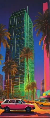 vdara,miami,haulover,riviera,south beach,futuristic landscape,tropicana,hkmiami,futurist,stratosphere,wilshire,polara,miamians,highrises,colorful city,fantasy city,skyline,wynn,cityscape,rotana,Art,Artistic Painting,Artistic Painting 30