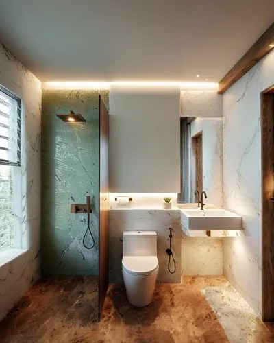 this modern bathroom has an unusual shower and a wooden floor,luxury bathroom,modern minimalist bathroom,bath room,banyo,bathroom,ensuite,Photography,General,Natural