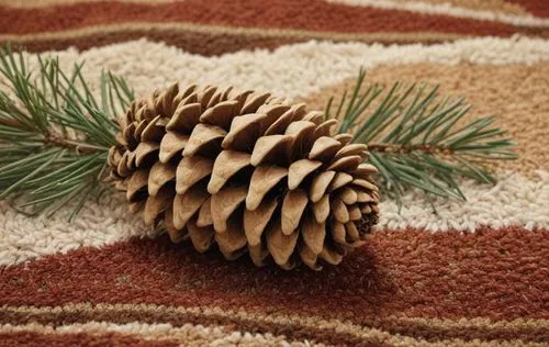 a close up of a pine cone on a mat,pine cone ornament,pine cone pattern,conifer cone,pine cone,pinecone,conifer cones