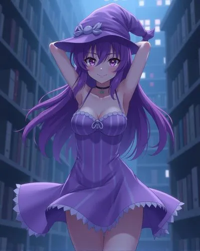 an anime character in purple clothes posing for a picture,rusutsu,nyu,uni,lavenu,kaoru,yuuki