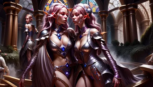 mezzelune,elves,dark elf,violet head elf,elven,sorceress,cg artwork,fantasy portrait,fantasy picture,3d fantasy,kos,angel and devil,male elf,sterntaler,duo,fantasy art,mother and daughter,angels of the apocalypse,elza,aesulapian staff