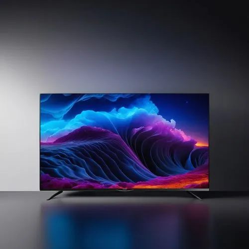 a philips televsion with dark black on the backround same on the picture 
,a large flat screen tv on display in a dimly lit room,plasma tv,television,xiaomin,hdtv,tv,uhd,Photography,General,Realistic