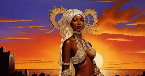 sunset at africa,ororo,oshun,kemet,lilandra,obatala,baoshun,hildebrandt,nubian,mcquarrie,elfquest,amerykah,afrofuturism,azilah,binti,african woman,african american woman,palmiotti,maliana,niobe,nubia,