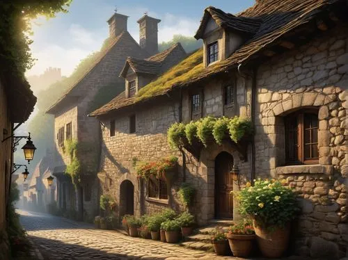 medieval street,medieval town,maisons,knight village,townscapes,dordogne,nargothrond,auberge,cotterets,highstein,cobblestone,burford,cotswolds,the cobbled streets,stone houses,maplecroft,cottages,shire,auvers,alpine village,Conceptual Art,Graffiti Art,Graffiti Art 12