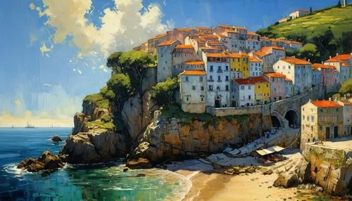 dubrovnik city,dubrovnic,cinque terre,ligurian,liguria,delamare,martinu,italian painter,manarola,coastal landscape,levanto,camozzi,vernazza,sveti stefan,giuca,kastelorizo,mediterranean,cervo,krasselt,ulcinj,Art,Artistic Painting,Artistic Painting 32