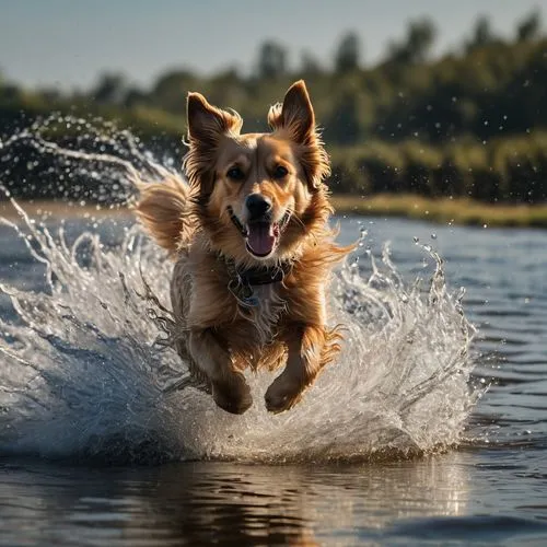 dog in the water,water jump,running dog,dog running,splaying,leap for joy,Photography,General,Natural