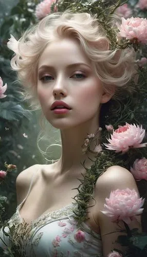 wild roses,wild rose,faery,girl in flowers,scent of roses,the blonde in the river,Conceptual Art,Fantasy,Fantasy 11