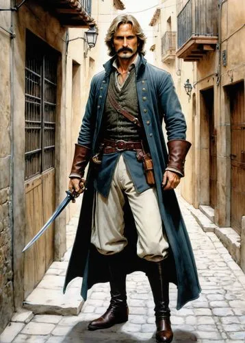 musketeer,quarterstaff,highlander,biblical narrative characters,conquistador,east-european shepherd,swordsman,merchant,male character,don quixote,pirate,ratonero bodeguero andaluz,gaucho,cullen skink,caravansary,haighlander,the wanderer,athos,a carpenter,matera,Illustration,Japanese style,Japanese Style 10