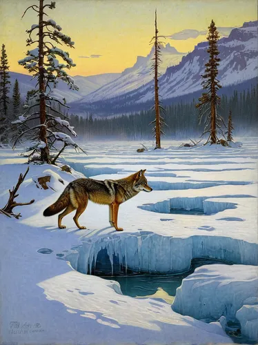 tamaskan dog,canis lupus,canis lupus tundrarum,alaska,west siberian laika,yukon territory,vulpes vulpes,canidae,siberian,wolf hunting,hunting scene,ice fishing,east siberian laika,wolves,fairbanks,tundra,siberia,sakhalin husky,winter landscape,coyote,Art,Classical Oil Painting,Classical Oil Painting 15