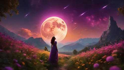 fantasy picture,purple moon,purple landscape,moon and star background,landscape background,dreamscape,moonlit night,moonwalked,the night of kupala,world digital painting,nature background,moonlighted,violinist violinist of the moon,fantasy landscape,dream world,the mystical path,moon walk,moonlighters,moonbeams,dreamscapes,Photography,General,Fantasy