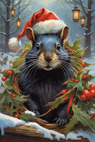 christmas animals,polecat,christmas messenger,nordic christmas,christmas cat,yule,christmas fox,christmas wallpaper,christmas icons,weihnachtstee,winter animals,christmas picture,secret santa,christmas background,ferret,christmas snowy background,christmasbackground,feliz navidad,christmas photo,christmas banner,Conceptual Art,Fantasy,Fantasy 18